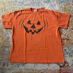 Vintage Y2K Delta Pro Weight Halloween Jack O Lantern Pumpkin Graphic T Shirt XL